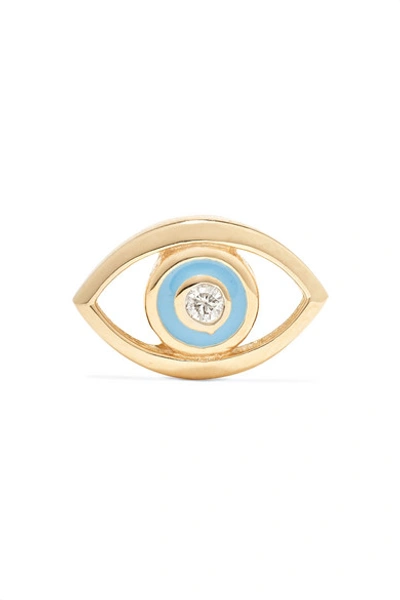 Alison Lou Evil Eye 14-karat Gold, Diamond And Enamel Earring