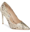Steve Madden Vala Pointy Toe Pump In Gold/ Snake Print
