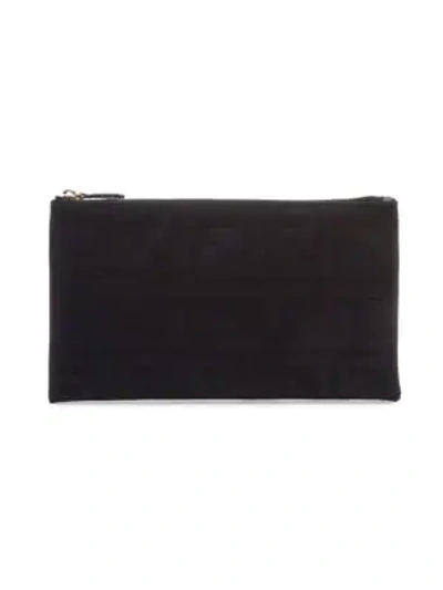 Fendi Small Embossed Flat Pouch In Black