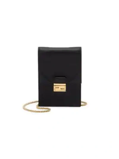 Fendi Mini Leather Phone-case-on-chain In Black