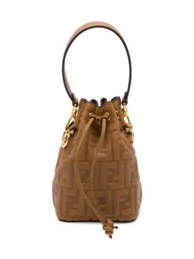 Fendi Women's Mini Mon Tresor Leather Bucket Bag In Tan