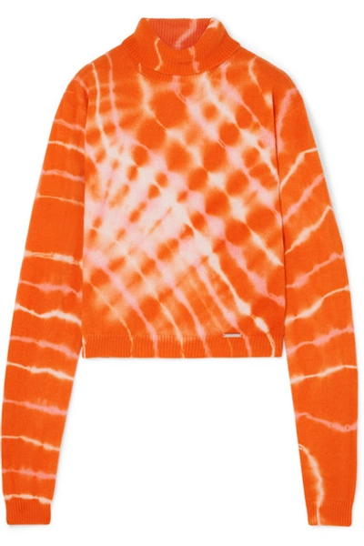 Aries Tie-dyed Wool Turtleneck Sweater In Orange