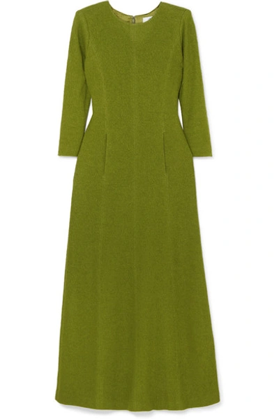 Rebecca De Ravenel Pleated Boucl Midi Dress In Green | ModeSens