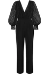 SALONI BERNADETTE CADY AND EMBROIDERED TULLE JUMPSUIT