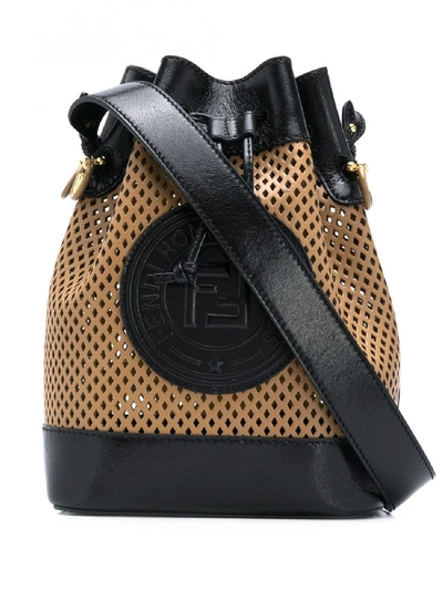 Fendi Mon Tresor Mini Leather Shoulder Bag In Beige