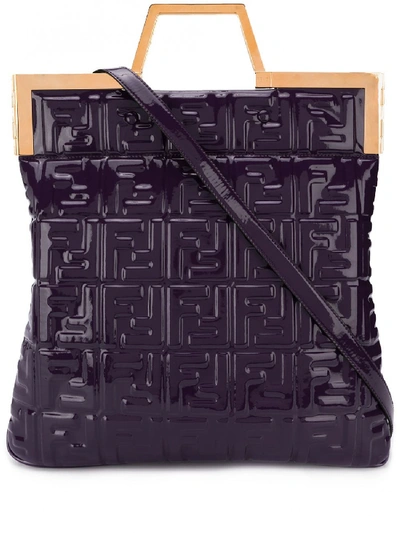 Fendi Leather Shopping Bag In Violet