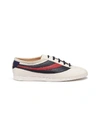 GUCCI 'FALACER' WEB STRIPE LEATHER SNEAKERS