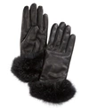 SURELL LEATHER GLOVES WITH RABBIT FUR CUFF