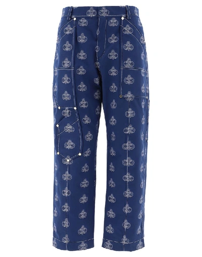 Chloé All Over Logo Pants In Blue