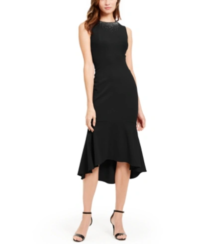 Calvin Klein High-low Midi Dress In Black