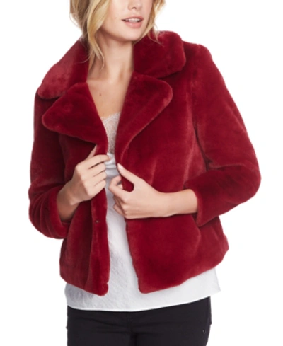 1.state Faux Mink Wide Collar Jacket In Bright Rouge