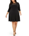 BELLDINI PLUS SIZE MESH-TRIM DRESS