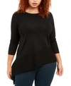 ANNE KLEIN PLUS SIZE ASYMMETRICAL-HEM SWEATER