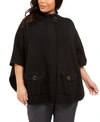 ANNE KLEIN PLUS SIZE MOCK-NECK CAPE JACKET