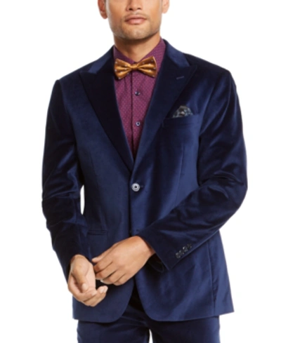 Tallia Men's Slim-fit Velvet Suit Jacket Separate In Blue