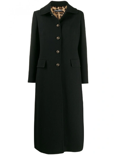 Dolce & Gabbana Blend Wool Coat In Black