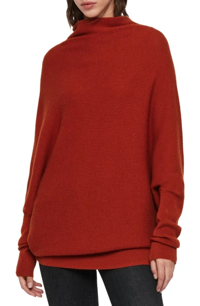 Allsaints Ridley Funnel Neck Wool & Cashmere Sweater In Paprika Red