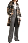 BRUNELLO CUCINELLI BRUNELLO CUCINELLI WOMAN EMBELLISHED CHECKED ALPACA AND WOOL-BLEND COAT BROWN,3074457345620820722