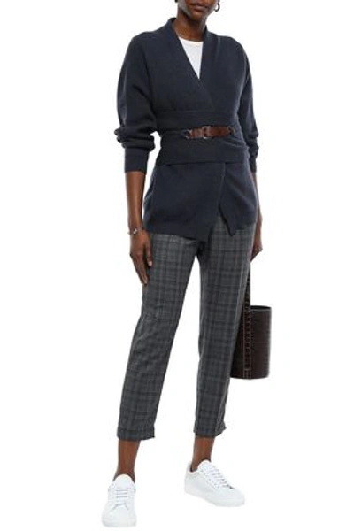 Brunello Cucinelli Belted Cashmere Cardigan In Navy