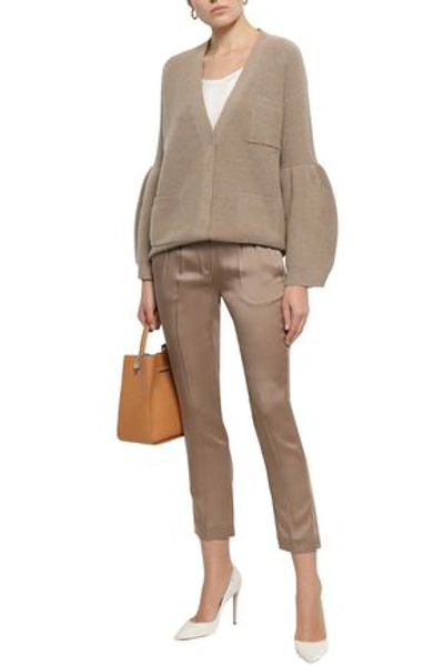 Brunello Cucinelli Woman Ribbed-knit Cashmere Cardigan Sand