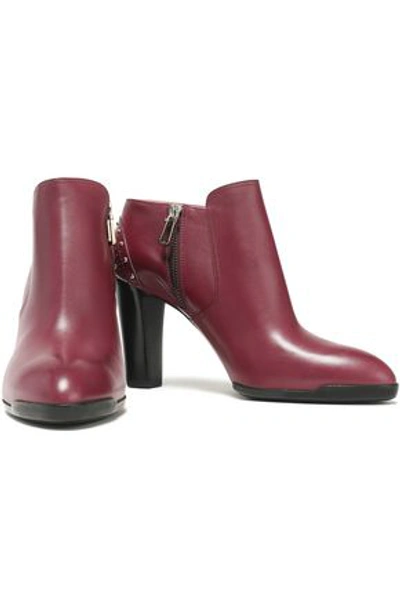 Tod's Studded Leather Ankle Boots In Crimson