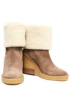 TOD'S SHEARLING WEDGE ANKLE BOOTS,3074457345621263562
