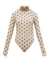 FENDI LOGO-EMBROIDERED ROLL-NECK TULLE BODYSUIT,242d8237-a31f-a000-9468-161485b4015b