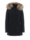 Woolrich Blue Technical Fabric Parka In Black