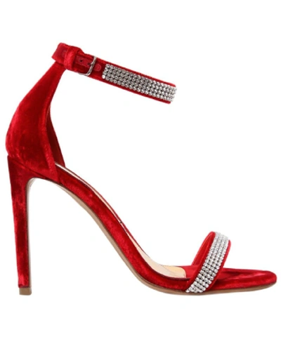 Alexandre Vauthier 100mm Embellished Velvet Sandals In Red