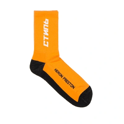 Heron Preston Ctnmb Long Cotton Socks In Orange