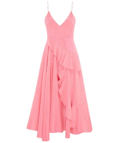 Alex Perry Paxton Sequin Ruffle Midi Women Pink Dress