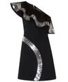 DAVID KOMA PLEXI RUFFLES MINI WOMEN BLACK DRESS,464936e0-0470-dcca-a69b-f355ab5b08ed