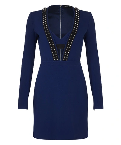 David Koma V-neck Women Blue Dress In Black
