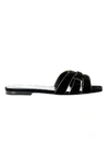 Saint Laurent Nu Pieds Suede And Leather Slides In Black