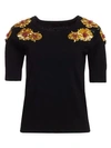 ESCADA WOMEN'S CHRYSANTHEMUM EMBROIDERED SWEATER,0400011774968