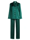 Ginia Fine Finishes Two-piece Silk Pajama Set In Dark Green