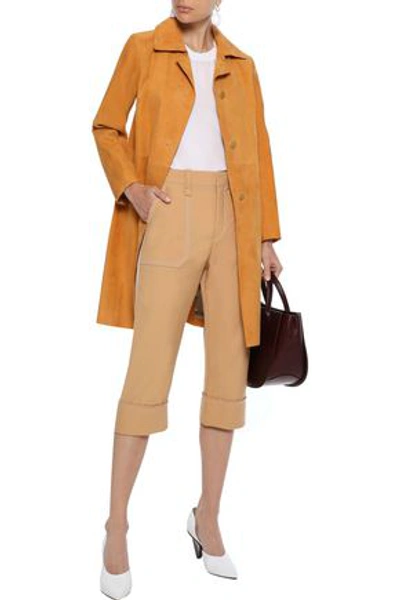 Theory Suede Coat In Saffron