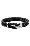 Miansai Beacon Braided Leather Bracelet In Black
