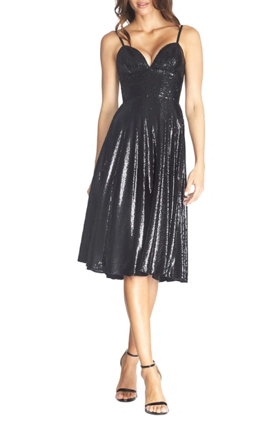 Dress The Population Mimi Sequin Cocktail Dress In Ebony