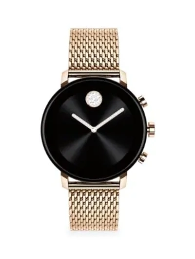 Movado Connect 2.0 Rose Gold Black Ion-plated Stainless Steel & Mesh-link Bracelet Smart Watch