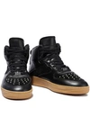 REDV GLAM SLAM LEATHER AND STUDDED SUEDE HIGH-TOP SNEAKERS,3074457345620927128