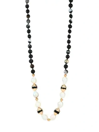 Akola Women's 18mm Baroque Pearl & Mixed Gemstone Long Necklace In Black