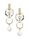 AKOLA WOMEN'S 18MM BAROQUE PEARL, MOTHER-OF-PEARL & HORN CHAIN-LINK EARRINGS,0400011615331