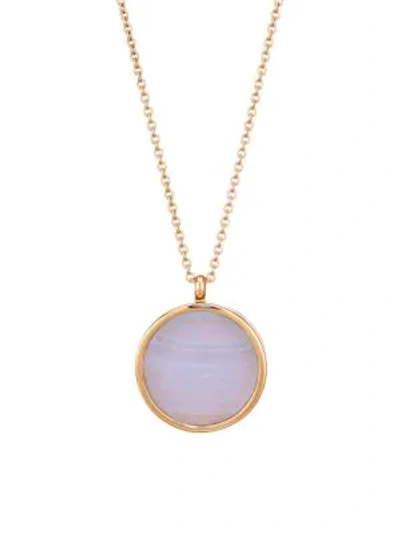 Astley Clarke 18k Rose Gold Vermeil & Blue Lace Agate Slice Locket Necklace In Rose Goldtone