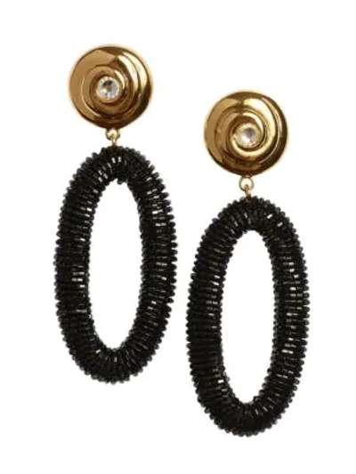 Lizzie Fortunato Women's Goldplated Beaded Hoop-drop Earrings In Black