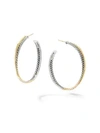 David Yurman Crossover Extra-large Hoop Earrings With 18k Yellow Gold In Silver