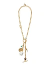 LIZZIE FORTUNATO WOMEN'S SCORPION GOLDPLATED, FRESHWATER PEARL & MULTI-CHARM LARIAT NECKLACE,0400011645428