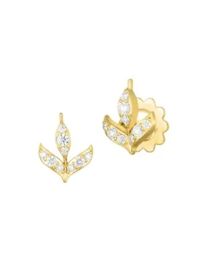 Roberto Coin 18k Yellow Gold Disney Frozen 2 Diamond Stud Earrings In White/gold