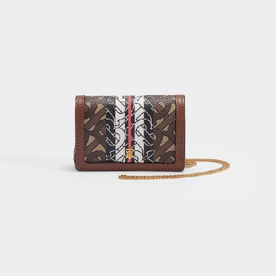 Burberry Jessie Monogram Leather Chain Wallet In Bridle Brown