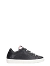 LEATHER CROWN SNEAKERS IN BLACK LEATHER,11118458